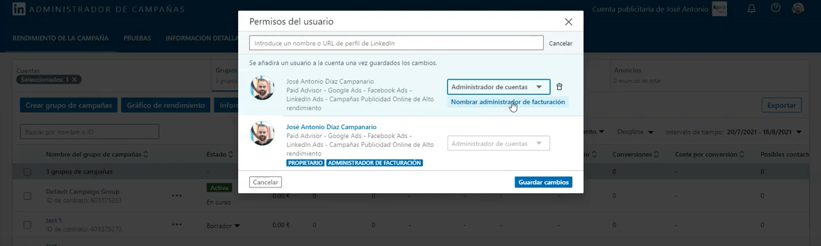 Aprende c&oacute;mo dar acceso a tu cuenta de LinkedIn Ads | Agencia Marketing Digital - Kampa Pro Agency