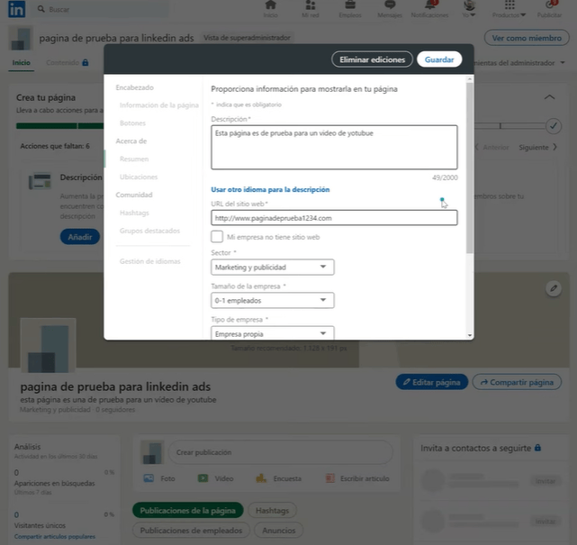 C&oacute;mo crear una p&aacute;gina para mi empresa en LinkedIn - Kampa Pro Agency