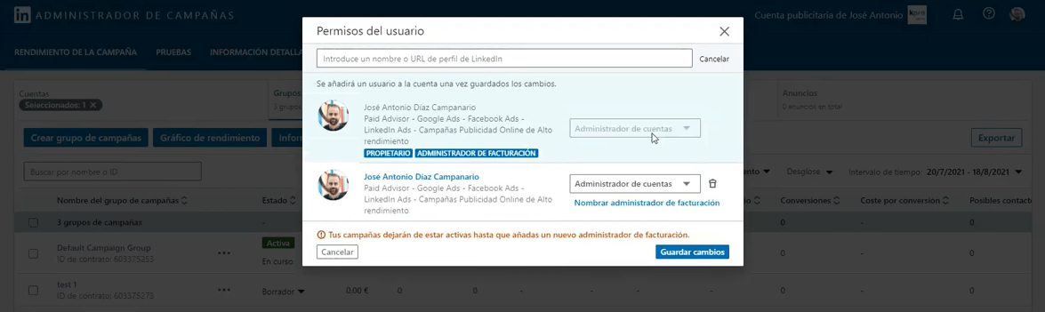 Aprende c&oacute;mo dar acceso a tu cuenta de LinkedIn Ads | Agencia Marketing Digital - Kampa Pro Agency