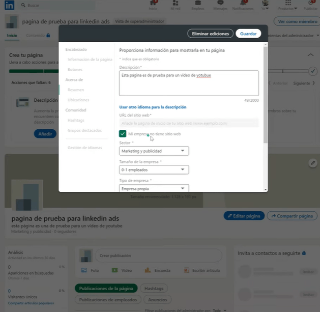 C&oacute;mo crear una p&aacute;gina para mi empresa en LinkedIn - Kampa Pro Agency
