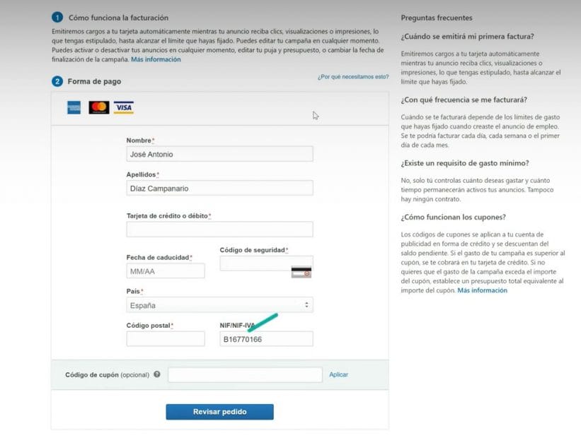 C&oacute;mo configurar el m&eacute;todo de pago para mis campa&ntilde;as en LinkedIn Ads | Agencia Marketing Digital - Kampa Pro Agency