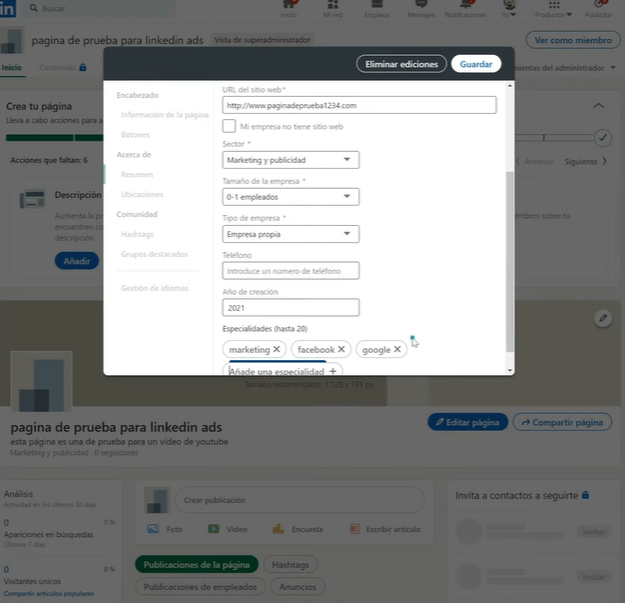 C&oacute;mo crear una p&aacute;gina para mi empresa en LinkedIn - Kampa Pro Agency