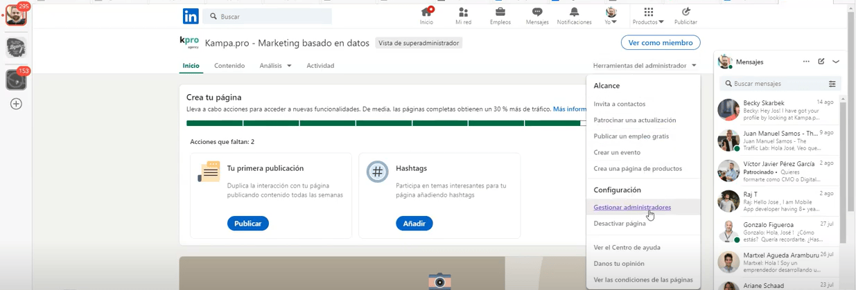 Aprende c&oacute;mo dar acceso a tu cuenta de LinkedIn Ads | Agencia Marketing Digital - Kampa Pro Agency