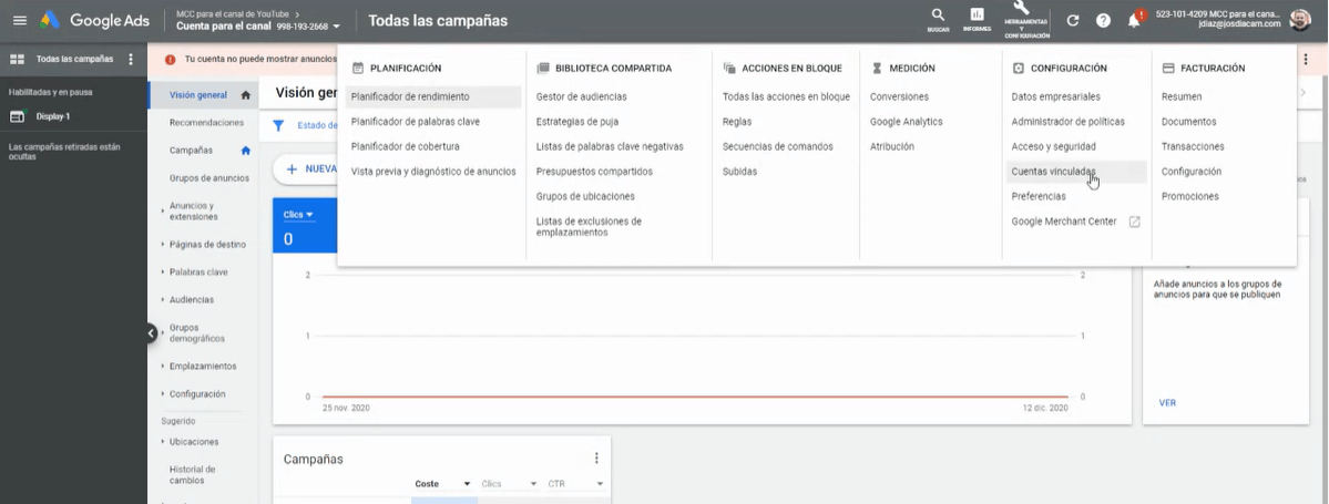 Descubre c&oacute;mo vincular tu canal de YouTube con Google Ads en dos minutos - Kampa Pro Agency
