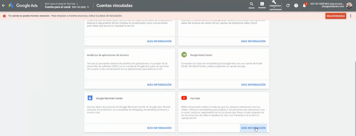 Descubre c&oacute;mo vincular tu canal de YouTube con Google Ads en dos minutos - Kampa Pro Agency