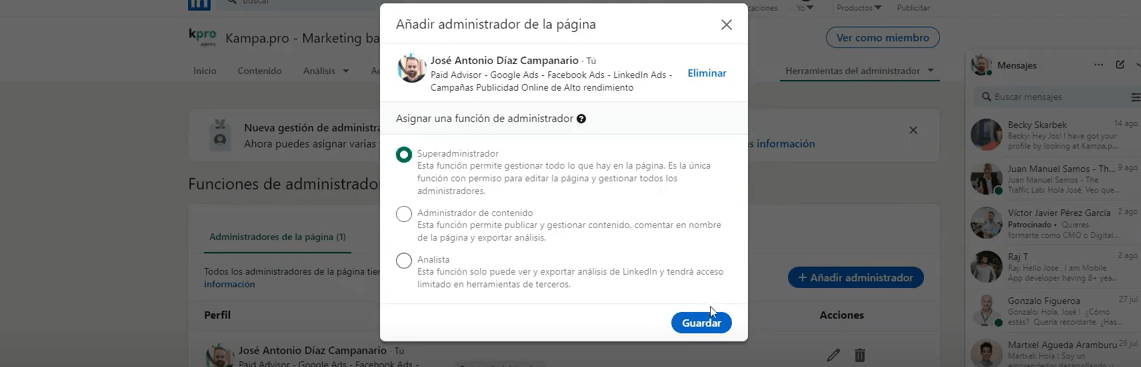 Aprende c&oacute;mo dar acceso a tu cuenta de LinkedIn Ads | Agencia Marketing Digital - Kampa Pro Agency