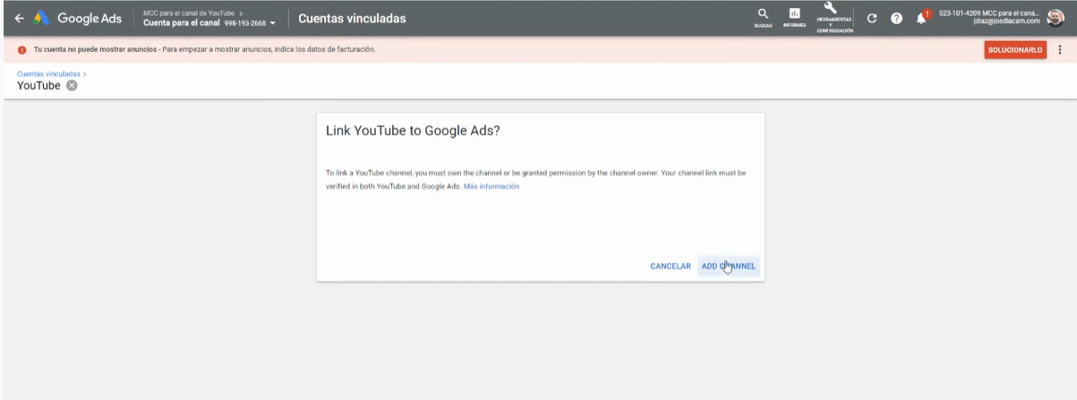 Descubre cómo vincular tu canal de YouTube con Google Ads en dos minutos - Kampa Pro Agency