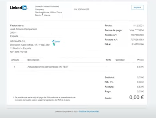 &iquest;C&oacute;mo descargar las facturas de mis campa&ntilde;as en LinkedIn Ads? - Kampa Pro Agency