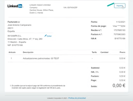 &iquest;C&oacute;mo descargar las facturas de mis campa&ntilde;as en LinkedIn Ads? - Kampa Pro Agency