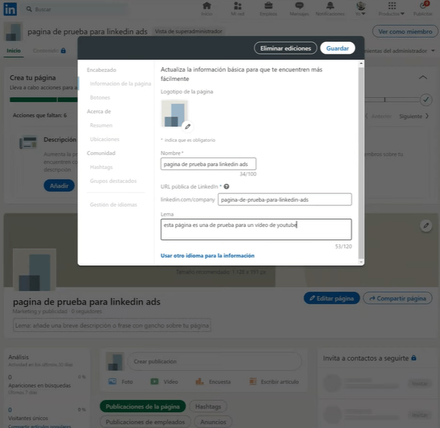 C&oacute;mo crear una p&aacute;gina para mi empresa en LinkedIn - Kampa Pro Agency