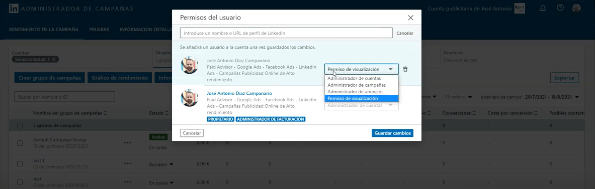 Aprende c&oacute;mo dar acceso a tu cuenta de LinkedIn Ads | Agencia Marketing Digital - Kampa Pro Agency