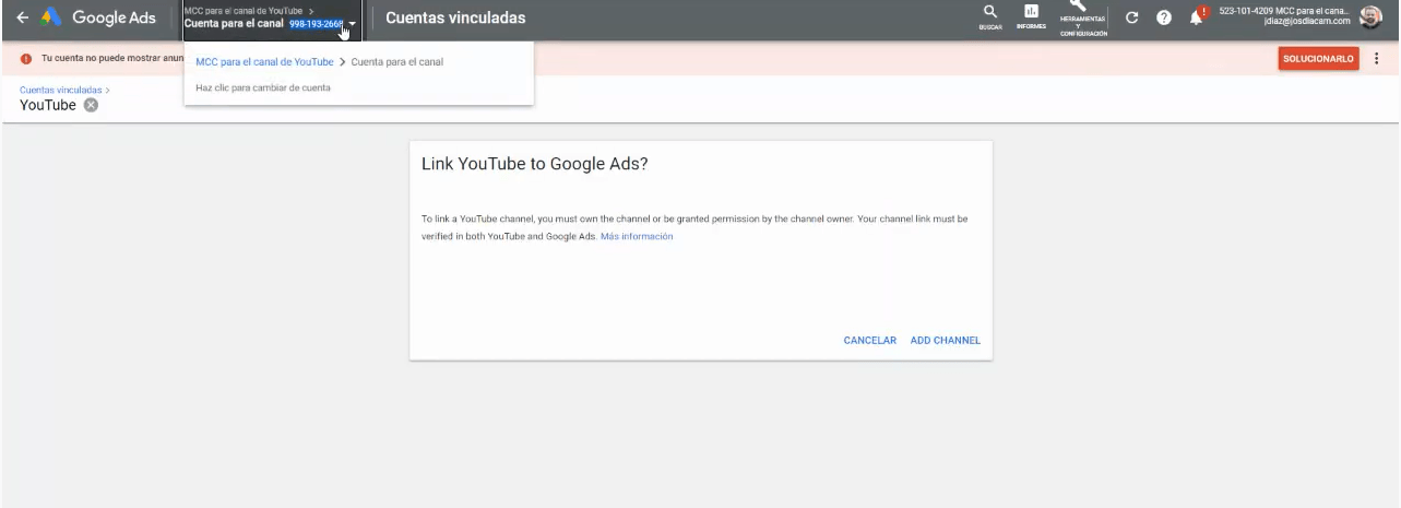 Descubre c&oacute;mo vincular tu canal de YouTube con Google Ads en dos minutos - Kampa Pro Agency