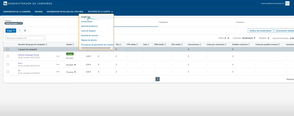 &iquest;C&oacute;mo instalar Insight TAG (el p&iacute;xel LinkedIn Ads) con Google Tag Manager? - Kampa Pro Agency