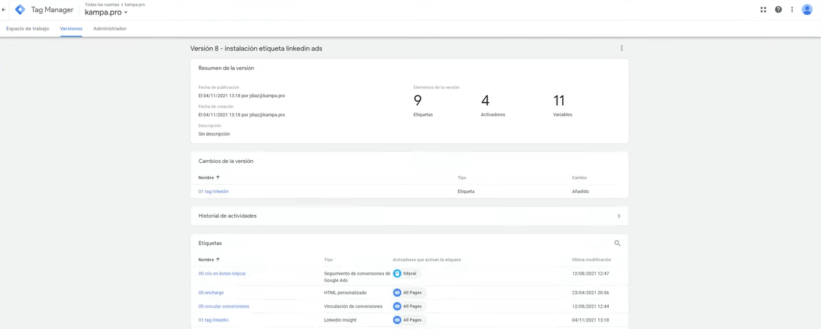 &iquest;C&oacute;mo instalar Insight TAG (el p&iacute;xel LinkedIn Ads) con Google Tag Manager? - Kampa Pro Agency