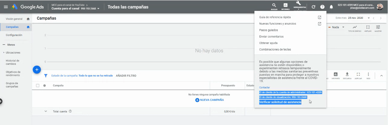 &iquest;D&oacute;nde encontrar mi ID de Google Ads? - Kampa Pro Agency