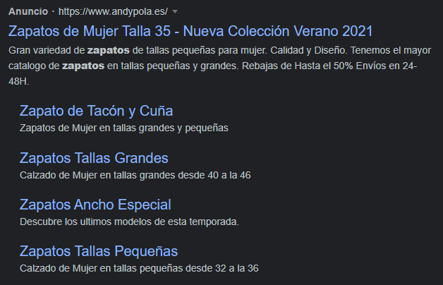 extensiones de sitio completas google ads