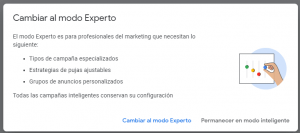 Cómo cambiar a modo experto una cuenta inteligente de Google Ads - Kampa Pro Agency