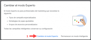 Cómo cambiar a modo experto una cuenta inteligente de Google Ads - Kampa Pro Agency