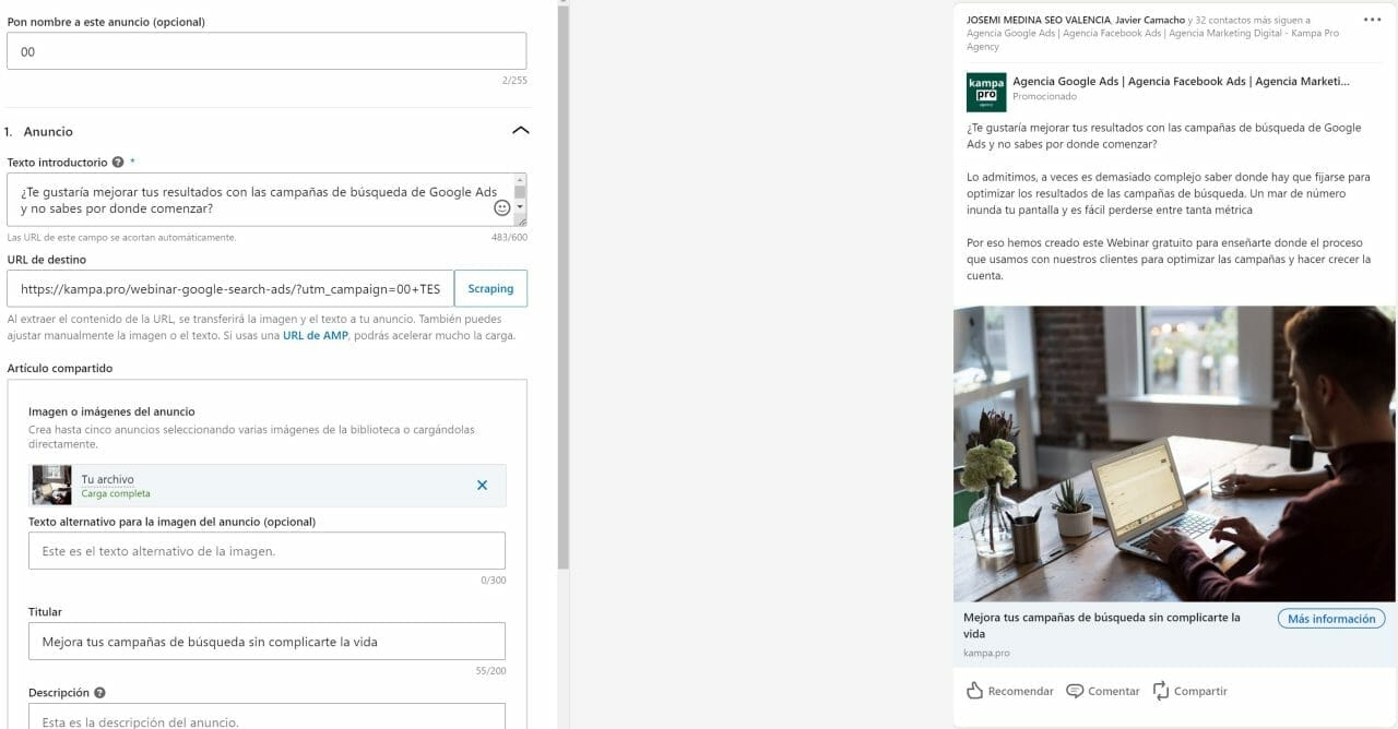 Captar leads cualificados con campa&ntilde;as de formulario en LinkedIn | Agencia Marketing Digital - Kampa Pro Agency
